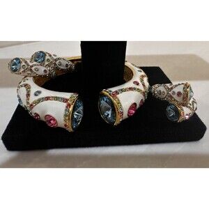 Ross Simons Multicolor Crystal & Blue Swarovski Crystal Jewelry Set - Cuff Brace
